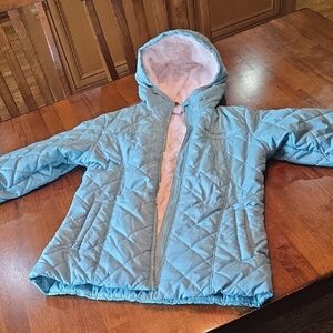 Womens Columbia Light Teal Green Hooded Puffer Jacket Size Small